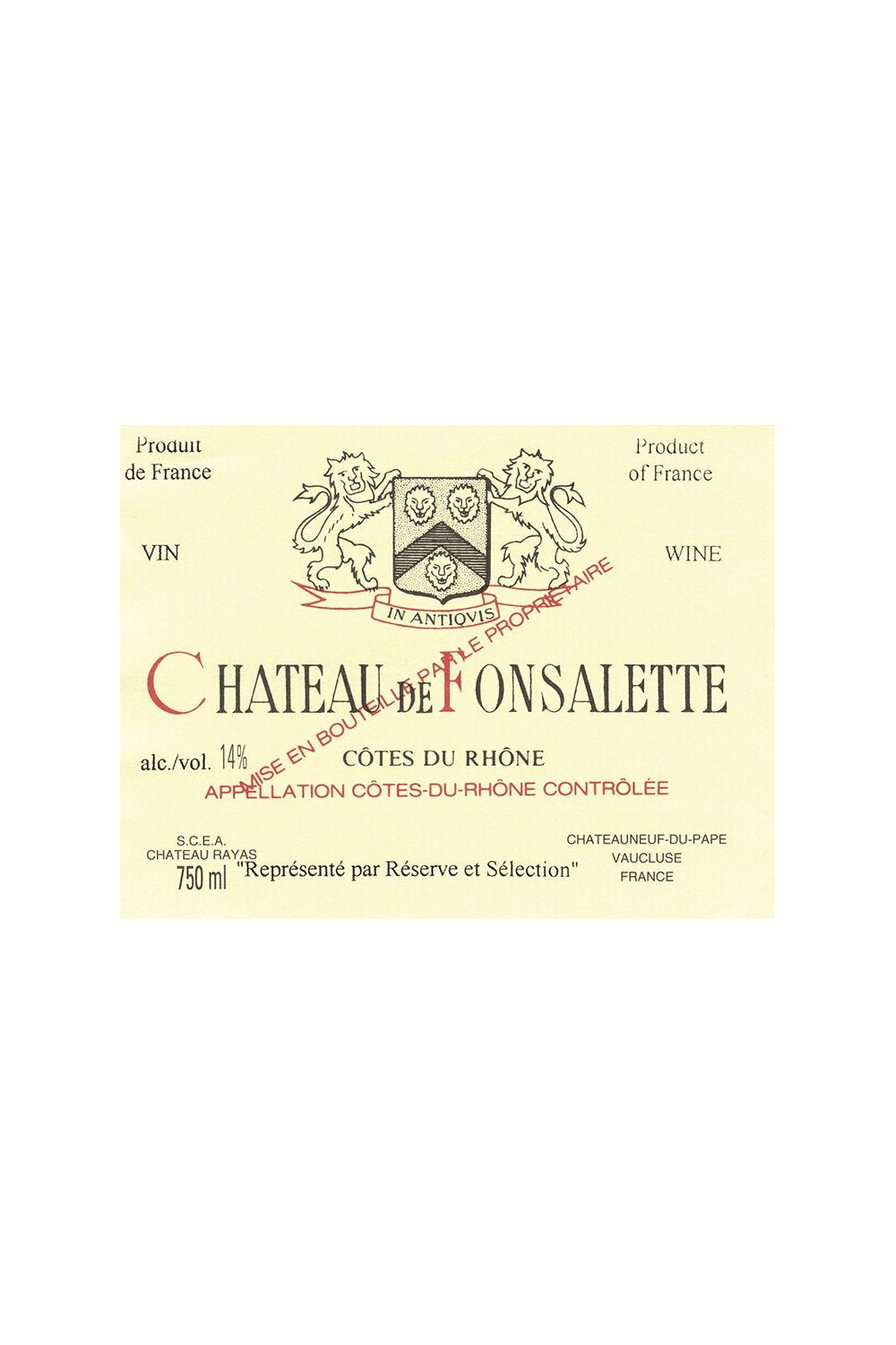 Côtes du Rhône Réservé Château de Fonsalette - 1989 - 750ml