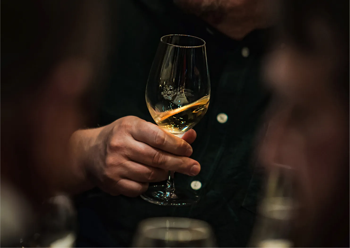Person holding a glass of wine
